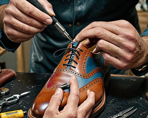Skilled craftsperson performing detailed repair work on leather shoes